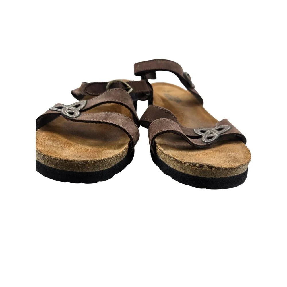Naot Brown Leather Celtic Knot Wedge Sandals Womens 42 US 11-11.5 Made in Israel